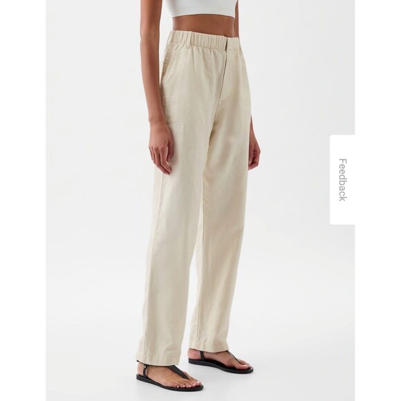 New Gap Linen Blend Pull On Wide Leg Pants Size Extra Large XL Black NWT 39"x28" - Picture 6 of 16